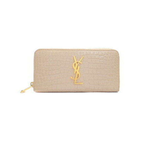 SAINT LAURENT PARIS Monogram Crocodile Full Zip Wallet - Picture 1 of 8